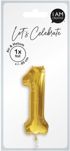 I am Creative, I AM CREATIVE Folienballon Zahl 1 85cm 1000-1044 gold, I AM CREATIVE Folienballon Zahl 1 85cm 1000-1044 gold