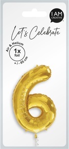 I am Creative, I AM CREATIVE Folienballon Zahl 6 85cm 1000-1051 gold, I AM CREATIVE Folienballon Zahl 6 85cm 1000-1051 gold