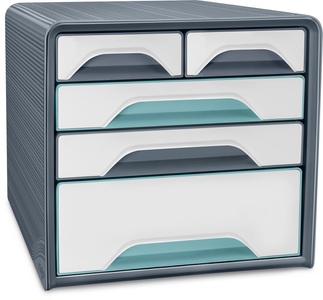 CEP Schubladenbox Smoove Riviera 1072136301 5 Schubladen grau/ weiss/mint