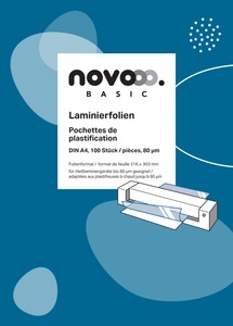 NOVOOO, NOVOOO Laminierfolie A4 47060000 80 MIC 100 Stk, NOVOOO Laminierfolie A4 47060000 80 MIC 100 Stk