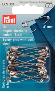 Prym, Prym Kugel-Sicherheitsnadeln, silber, Nr. 2, 41 mm, Karte 10 Stk., Stahl