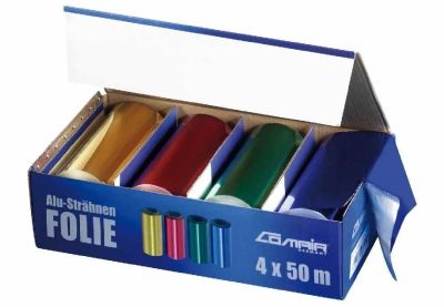 Comair, Comair Alufolie 4 Rollen 12cmx50m, Comair Alufolie 4 Rollen bunt 12cmx50m 24µ