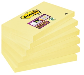 POST-IT, POST-IT Notes Super Sticky 76x127mm 6556SSCY gelb 6x90 Blatt, 3M Post-it Notes Super Sticky, 76mm x 127mm, gelb, 655-6SSCY, (6 x 90 Blatt)