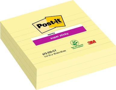 POST-IT, POST-IT Super Sticky XL Notes 675-3SSCY 101x101mm, 70 Blatt 3 Stü, 3M Post-it Super Sticky XL Notes, 101mm x 101mm, 675-3SSCY, (3 x 70 Blatt)