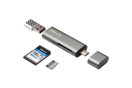 Pny, PNY Card Reader/Adapter RTCUA3N USB Typ C/A, PNY Card Reader/Adapter, USB Typ C/A, R-TC-UA-3N1E