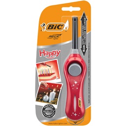 Bic, Bic - Multifunktions-Feuerzeug Happy - Rot, Bic Megalighter, HAPPY U140, 6cm, rot, 935474