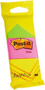 undefined, Post-It 6812PI Klebezettel Quadratisch Grün, Pink, Gelb 100 Blätter, 3M Post-it Neon Notes, 38mm x 51mm, 3 Farben assortiert, 6812, (100 Blatt)