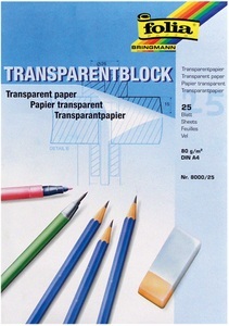 folia, Folia Transparentpapier 80 g, A3, Folia Transparentpapier, A3, 80/85g, 03.8050.25, (25 Blatt)