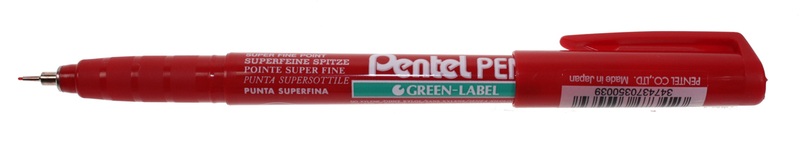 Pentel, PENTEL Super Fine Green Label 0,4mm NMF50-BO rot, Pentel Super Fine Green Label, 0,4mm, rot, Permanent Marker, NMF50-BO