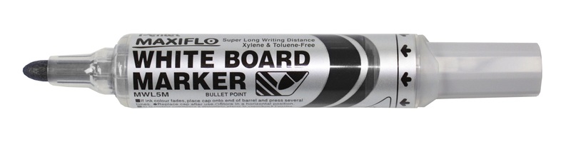 Pentel, PENTEL Whiteboard Marker 6mm MWL5M-AO schwarz, Pentel Maxiflo, 6mm, schwarz, Whiteboard Marker, runde Spitze, MWL5M-AO