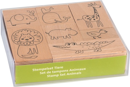 Heyda, HEYDA Stempel-Set Tiere 12x10x3cm 204888688 Holz 7-teilig, Heyda Stempel-Set, Tiere, 12cm x 10cm x 3cm, Holz, 204888688, (7-teilig)
