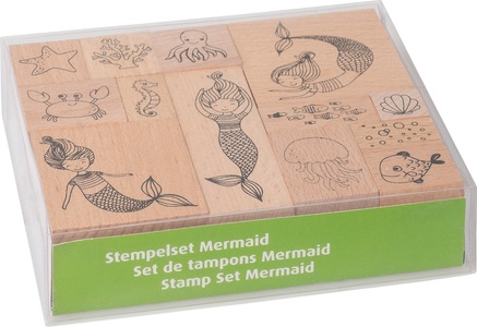 Heyda, HEYDA Stempel-Set Mermaid 12x10x3cm 204888678 braun 10-teilig, Heyda Stempel-Set, Mermaid, 12 x 10 x 3cm, braun, 204888678, (10-teilig)