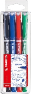 undefined, STABILO Feinschreiber sensor 0,3mm(F) 189/4 4 Farben, Stabilo sensor 189, 0,3mm, F, Feinschreiber, 189/4, (4 Farben)