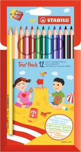 undefined, STABILO Farbstift ergonomisch 4,2mm 203/212 Trio dick,inkl.Spitzer 12 Stk., Dreikant-Buntstift STABILO® Trio dick 12er-Pack mit Anspitzer