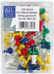 Alco, ALCO Pinwand-Nadeln 663-26 ass. 100 Stück, ALCO Pinwand-Nadeln 663-26 ass. 100 Stück