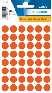 undefined, HERMA Multi-purpose labels ø 12mm red 240 pcs. selbstklebendes Etikett, HERMA Markierungspunkte 13mm 1862 rot 240 Stück