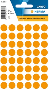undefined, HERMA Multi-purpose labels ø 12mm luminous orange 240 pcs., HERMA Etiketten rund 13mm 1864 leuchtorange 240 Stück
