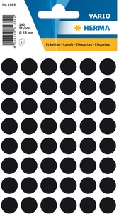 undefined, HERMA Multi-purpose labels ø 12mm black 240 pcs selbstklebendes Etikett 240 Stück(e), HERMA Markierungspunkte 13mm 1869 schwarz 240 Stück