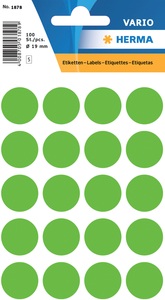 undefined, HERMA Multi-purpose labels ø 19mm luminous green 100 pcs., HERMA Etiketten rund 19mm 1878 leuchtgrün 100 Stück
