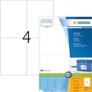 HERMA, HERMA Etiketten Premium A4 weiss 105x148 mm Papier 800 St., HERMA Universal-Etiketten Premium, 10.5 x 14.8 cm, 800 Etiketten