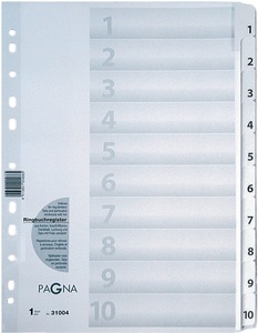Pagna, PAGNA Register Karton weiss A4 31004-08 10-teilig, 1-10, Pagna Register Karton, weiss, A4, 10-teilig, 1-10, 31004-08