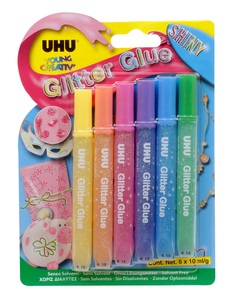 undefined, UHU D1551 Schreibwaren-Klebstoff Klebestift, UHU Glitter Glue Shiny 39110 6 Stück