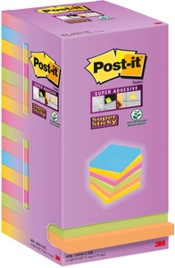 POST-IT, POST-IT Super Sticky Tower 76x76mm 654-16SS-COL farbig 16x90 Blatt, 3M Post-it Super Sticky Tower, 76mm x 76mm, farbig, 654-16SS-COL, (16 x 90 Blatt)