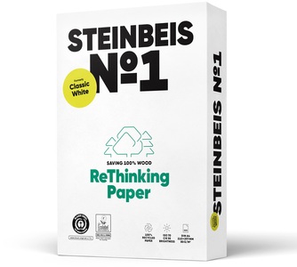 STEINBEIS, STEINBEIS Papier Classic White A3 88080026 80g, recycling 500 Blatt, Steinbeis No.1 DIN A3 Druckerpapier Recycelt 100% 80 g/m² Glatt Weiß 500 Blatt
