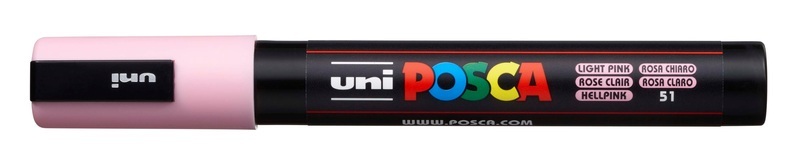 uni-ball, UNI-BALL Posca Marker 1,8-2,5mm PC-5M L.PINK hellrosa, Rundspitze, uni-ball Posca Marker, 1,8-2,5mm, hellrosa, Rundspitze, PC5M hellros