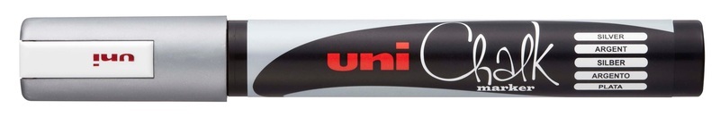 uni-ball, UNI-BALL Chalk Marker 1.8-2.5mm PWE5M SILVER silber, Rundspitze, uni-ball Chalk Marker, 1.8-2.5mm, silber, Rundspitze, PWE5M SILVER
