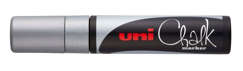 uni-ball, UNI-BALL Chalk Marker 15mm PWE17K SILVE silber, Keilspitze, uni-ball Chalk Marker, 15mm, silber, Keilspitze, PWE17K SILVE