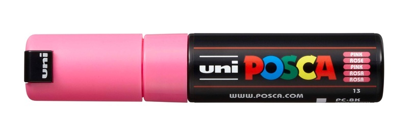 Pebeo, Pebeo Posca 8 mm, uni-ball Posca Marker, 8mm, rosa, Keilspitze, PC8K rosa