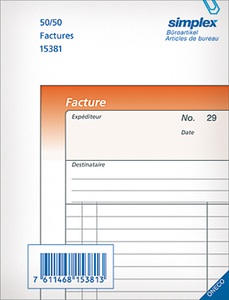 Simplex, SIMPLEX Rechnungen F A6 15381F orange/weiss 50x2 Blatt, Simplex Rechnungen, F, A6, orange/weiss, 15381F, (50 x 2 Blatt)