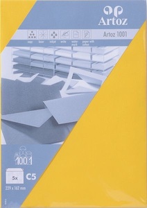 undefined, Artoz 10739418-247 Papier Gelb Briefumschlag, ARTOZ Couverts 1001 C5 107394182 100g, sonnengelb 5 Stück