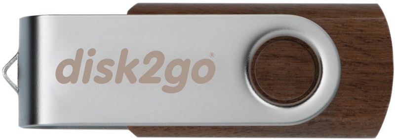 Disk2Go, DISK2GO Wood - USB-Stick (64 GB, Braun/Silber), Disk2go USB-Stick wood, 64GB, USB 3.0, 30006663