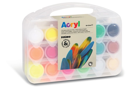 Primo, Primo Wasserfarben Acrylfarbe 25 ml, Morocolor Acrylfarbe Primo, assortiert, 4095, (18 x 25ml)