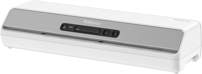 Fellowes, Fellowes Laminiergerät Amaris, A3, weiss, 8058501, Laminiergerät Fellowes® Amaris A3, bis A3, für Folienstärke 80-175 ?, 800 mm/min, Aufwärmzeit 1 min, 3 Heizstufen, 10 Laminierfolien, silber-weiss
