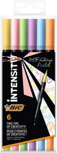 Bic, BIC Filzstift Intensity Dual Pastel Schwarz 0.7 mm, Faserschr.Dual tip 6/Etui Past