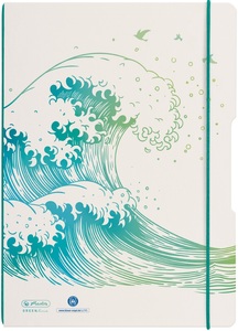 Herlitz, Notizheft A4/2x40, kariert + liniert, GREENline, Motiv Welle, College Block, HERLITZ Notizbuch My Book A4 50033645 A4 gREENline Welle 80Bl.kar.