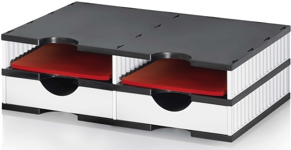 styro, Sortierstation Set Styro styrodoc Trio, 4 Fächer, weiß-schwarz/weiß, Sortierstation Set Styro styrodoc Trio, 4 Fächer, weiß-schwarz/weiß