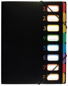 VIQUEL, VIQUEL Organisationsmappe 998667 A4 1-8 schwarz/bunt, VIQUEL Organisationsmappe 998667 A4 1-8 schwarz/bunt