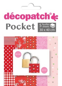 Décopatch, Decopatch Papier Pocket, Nr. 28, 5 Blatt à 30cm x 40cm, DP028C, DECOPATCH Papier Pocket Nr. 28 DP028C 5 Blatt à 30x40cm