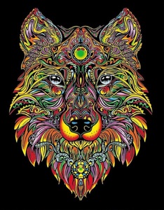 TataRuga, Bild aus Samt zum Ausmalen Bild aus Samt zum Ausmalen, TATARUGA Samtbild A4 S10 Wolf