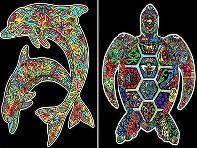 TataRuga, Mappe mit Gummiband aus Samt zum Ausmalen Mappe mit Gummiband aus Samt zum Ausmalen, TATARUGA Mappe B4 CT21 Delfine+Schildkröte