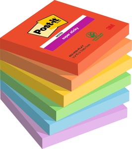 POST-IT, Post-it Super Haftnotizen Playful Farbe Sammlung 76 mm x 76 mm 90 Blatt 6 Stück, Post-it® Super Sticky Haftnotizen Playful Collection, 76 x 76 mm 6 Stück