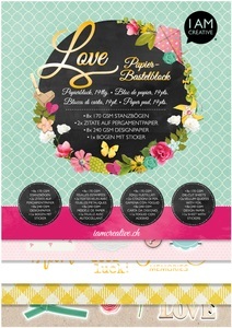 I am Creative, Papier Bastelblock, Love, DIN A4, I AM CREATIVE Papier Bastelblock 4087.597 Love A4