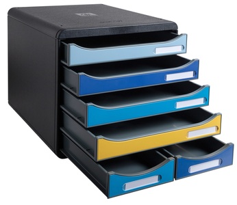Exacompta, EXACOMPTA Schubladenbox BeeBlue A4+ 3124202D Big Box Maxi, 6 Schubladen, Exacompta Schubladenbox Bee Blue Big Box Maxi