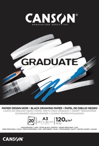 Canson, Canson Graduate Zeichenpapier, A3, 20 Blatt, schwarz, 120g, 400110387, CANSON Graduate Zeichenpapier A3 400110387 20 Blatt, schwarz, 120g