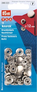 Prym, Prym Druckknopf Anorak, zum nachfüllen, silber 12 mm, Karte 10 Stk., Prym Druckknopf Anorak, zum nachfüllen, silber 12 mm, Karte 10 Stk.