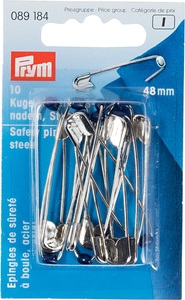 Prym, Prym Kugel-Sicherheitsnadeln, silber Nr. 3, 48 mm, Karte 10 Stk., Stahl
